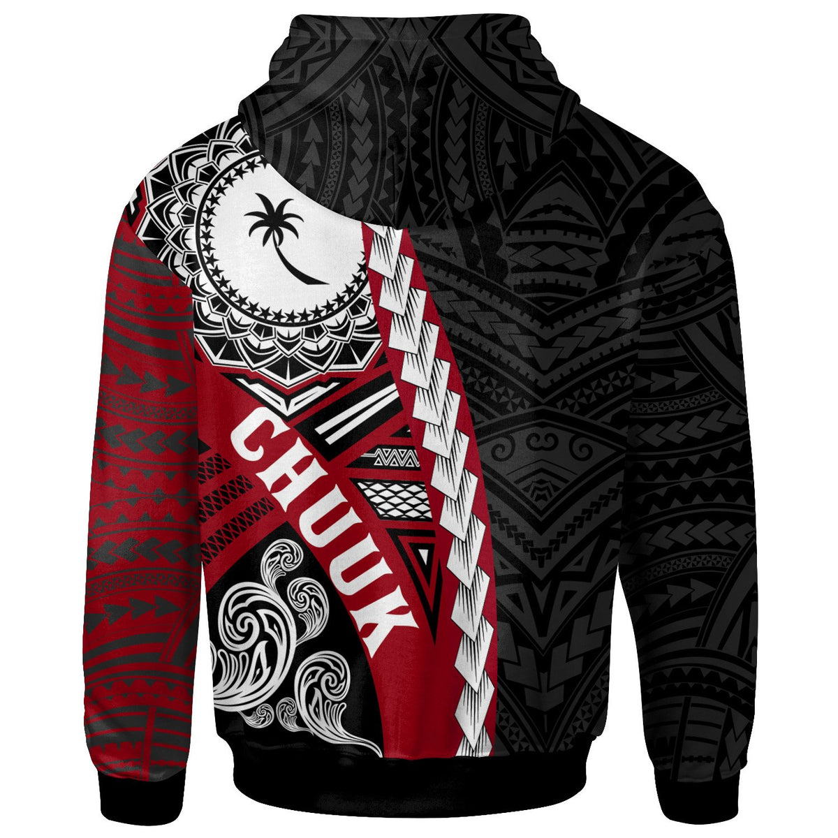 Chuuk Micronesia Polynesian Custom Hoodie Wave Tattoo - Polynesian Pride