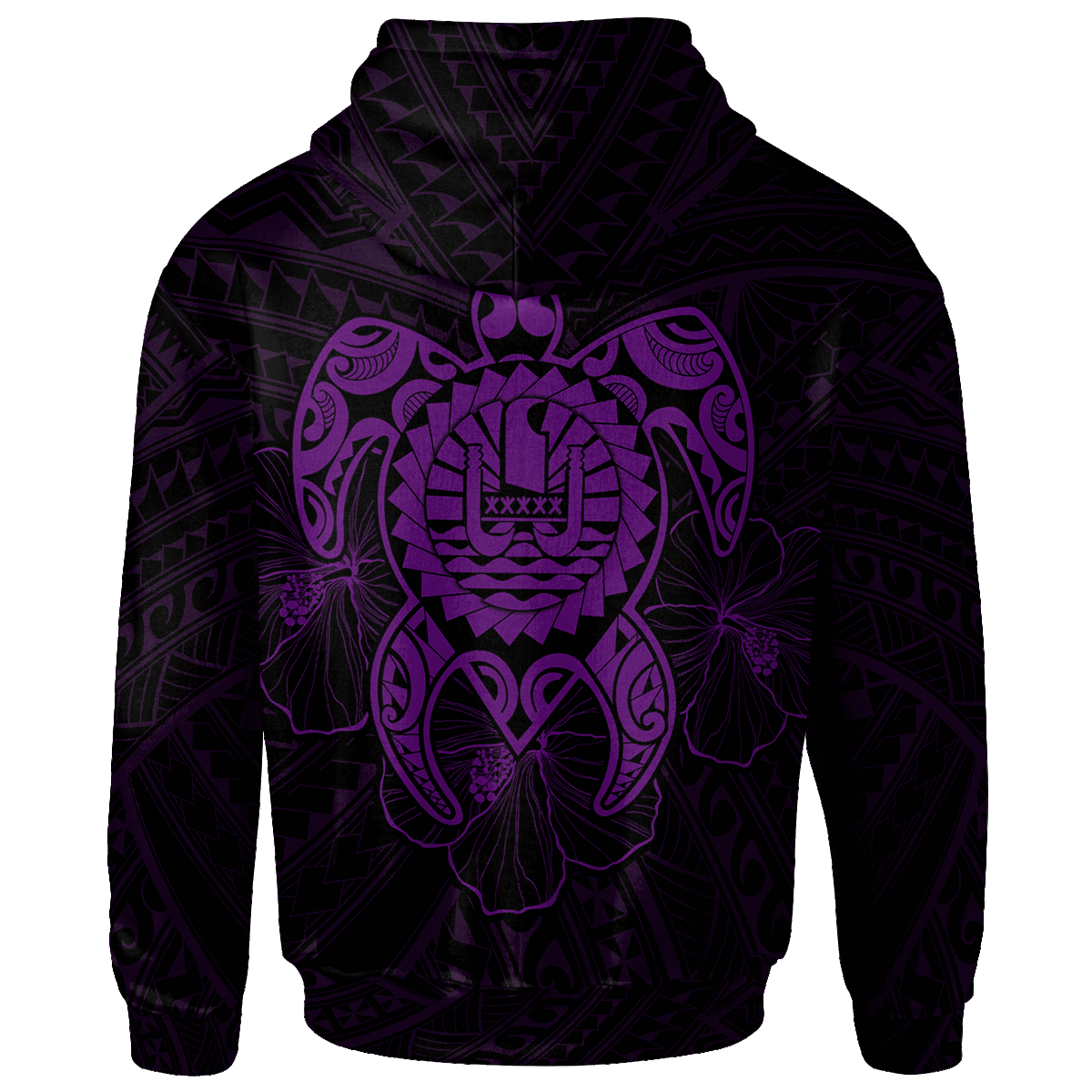 Tahiti Polynesian Custom Zip up Hoodie Vintage Polynesian Turtle (Purple) - Polynesian Pride