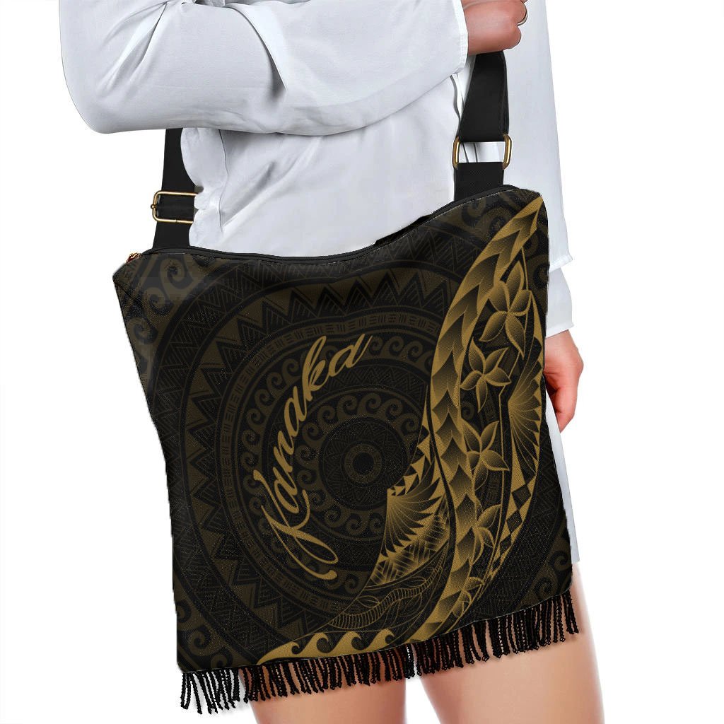 Kanaka Boho Handbag - Polynesian Pattern Style Gold Color - Polynesian Pride