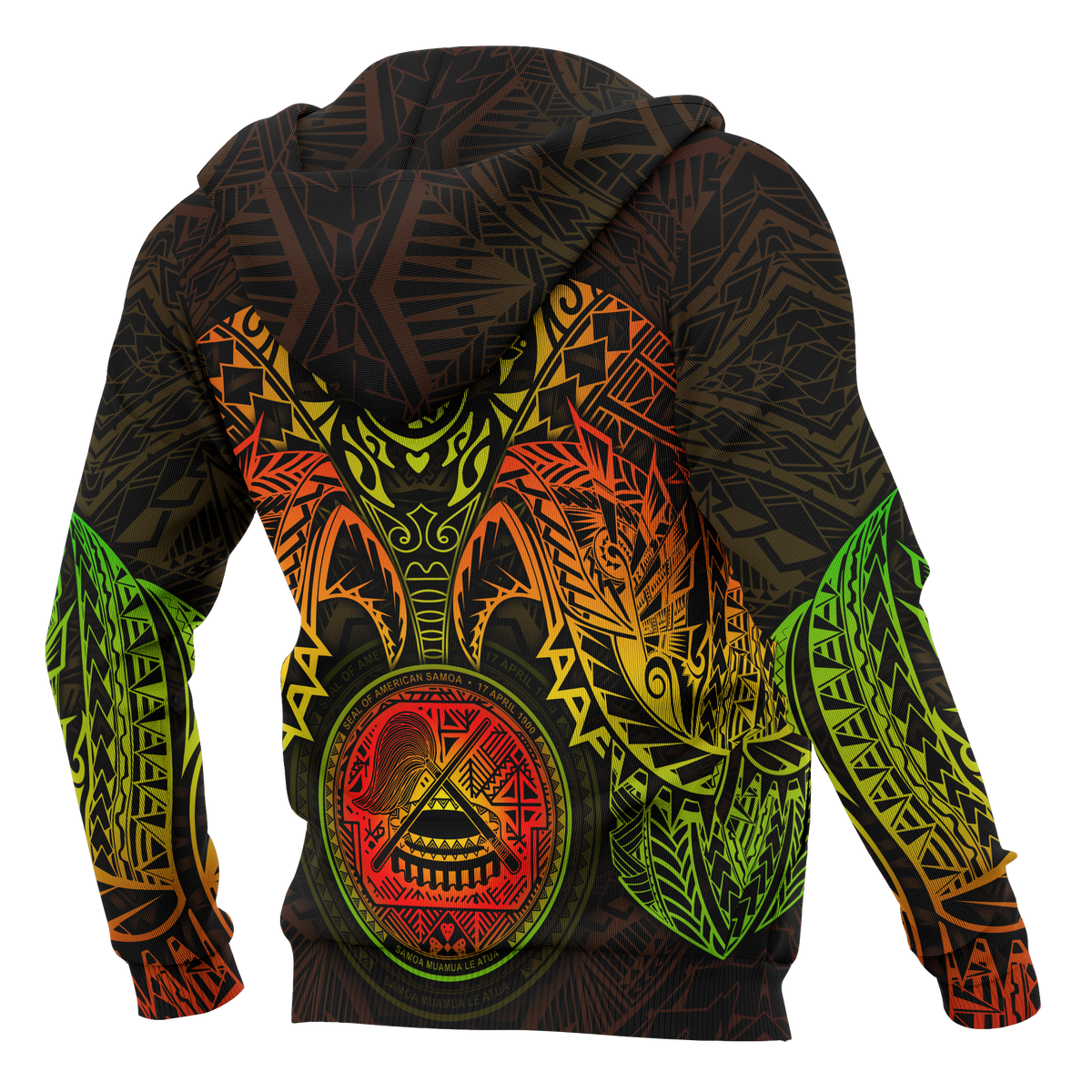 American Samoa Polynesian Zip up Hoodie Reggae Turtle Manta Ray - Polynesian Pride