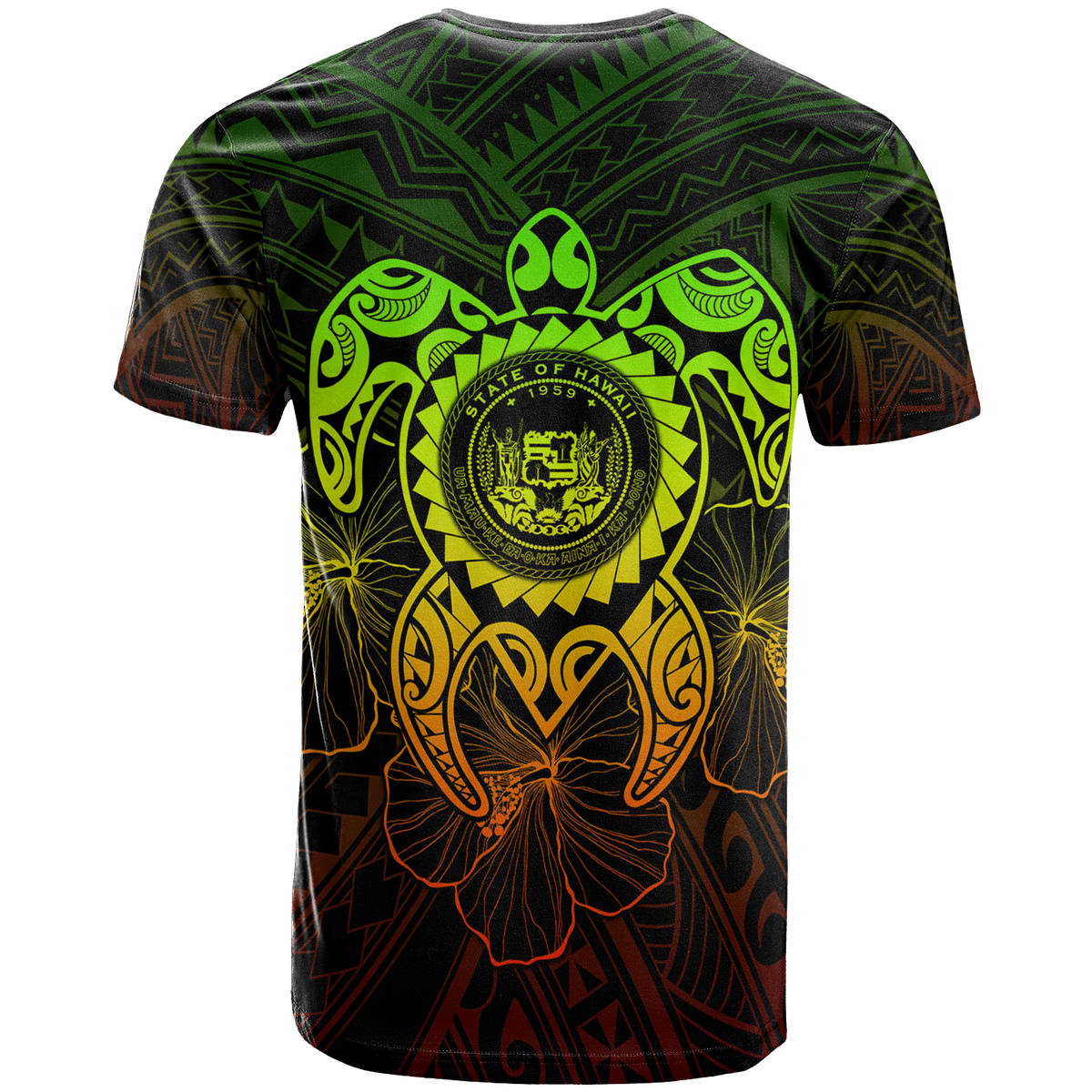 Hawaii Polynesian T Shirt Vintage Polynesian Turtle (Reggae) - Polynesian Pride