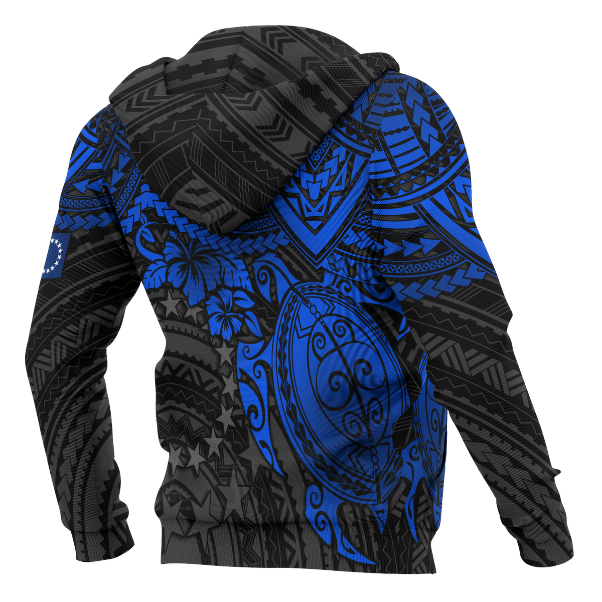 Cook Islands Polynesian Zip up Hoodie Blue Turtle - Polynesian Pride