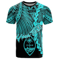Guam Polynesian Custom T Shirt Tribal Wave Tattoo Neon Blue Unisex Neon Blue - Polynesian Pride