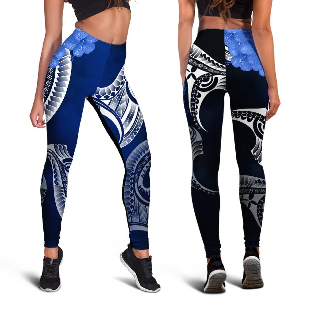 Samoa Custom Personalised Leggings - Samoa Seal Wave Style (Blue) Blue - Polynesian Pride