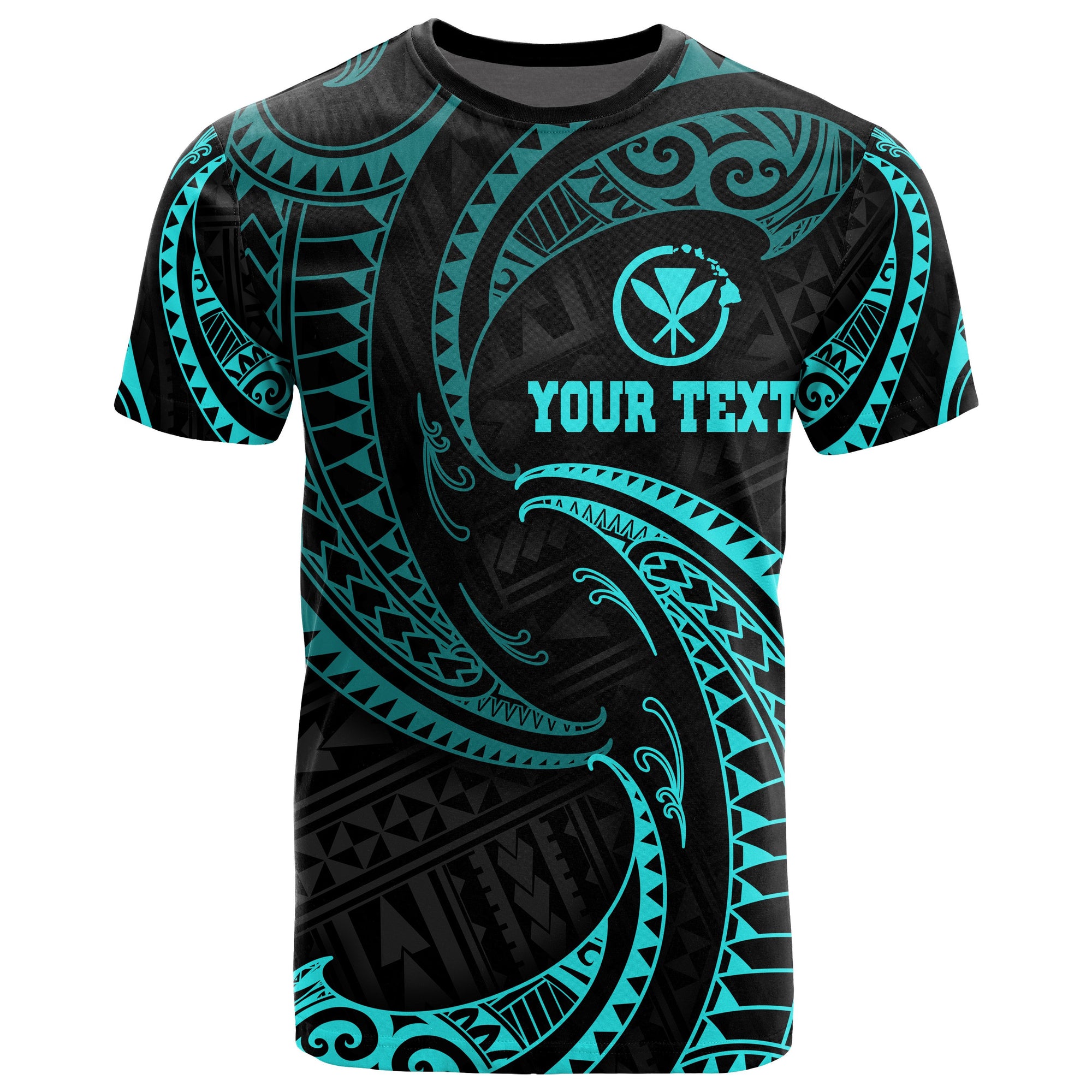 Polynesian Hawaii Custom T Shirt Neon Blue Tribal Wave Unisex Blue - Polynesian Pride