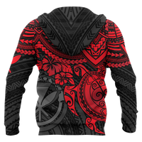 Polynesian Hawaii Hoodie (Zip up) Red Turtle - Polynesian Pride
