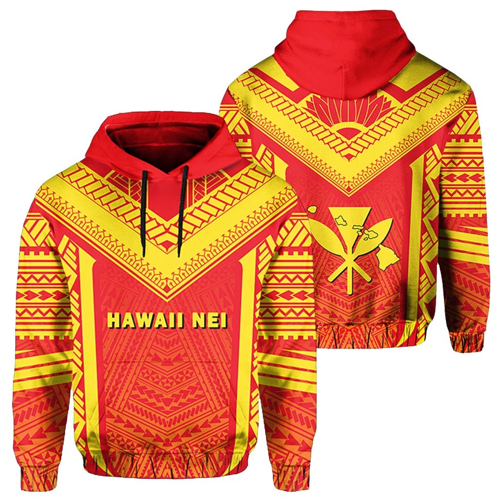 Hawaii Kanaka Polynesian Hoodie Active Unisex Red - Polynesian Pride
