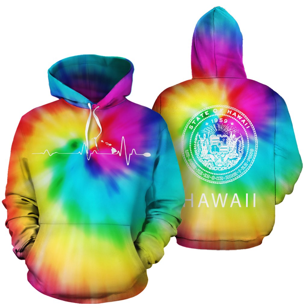 Hawaiian State Hoodie Tie Dye Unisex Yellow - Polynesian Pride