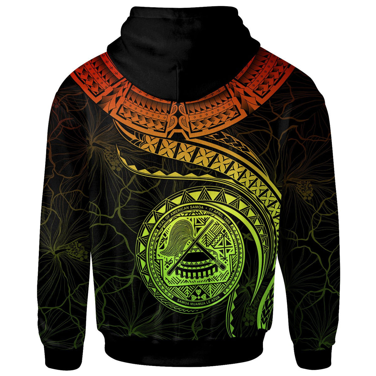American Samoa Polynesian Custom Zip up Hoodie American Samoan Waves (Reggae) - Polynesian Pride