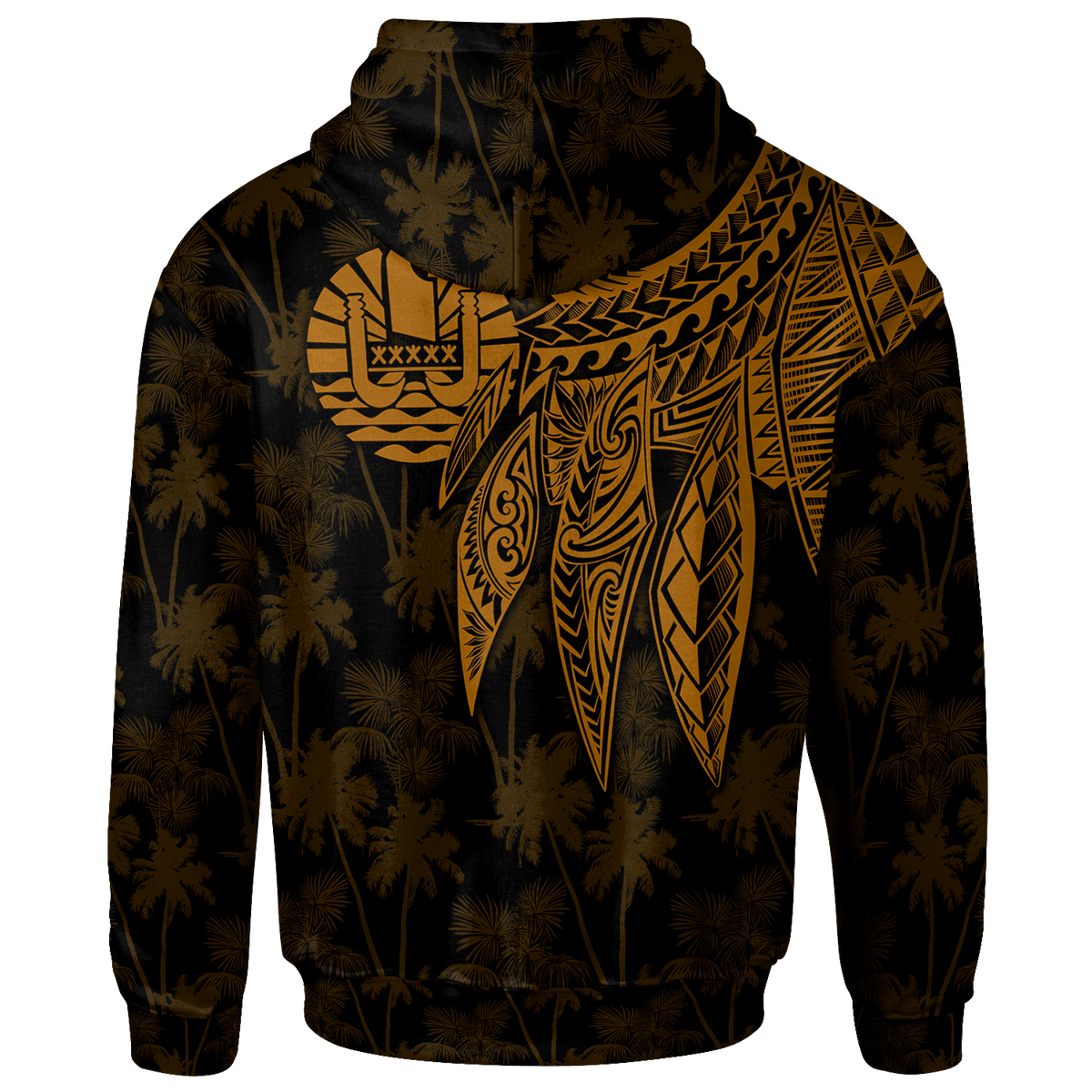 Tahiti Custom Zip up Hoodie Polynesian Wings (Golden) - Polynesian Pride
