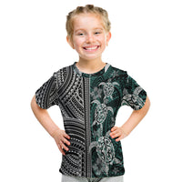Polynesian T Shirt Kid - Turtle With Ethnic Motives And Floral Elements - LT20 - Polynesian Pride