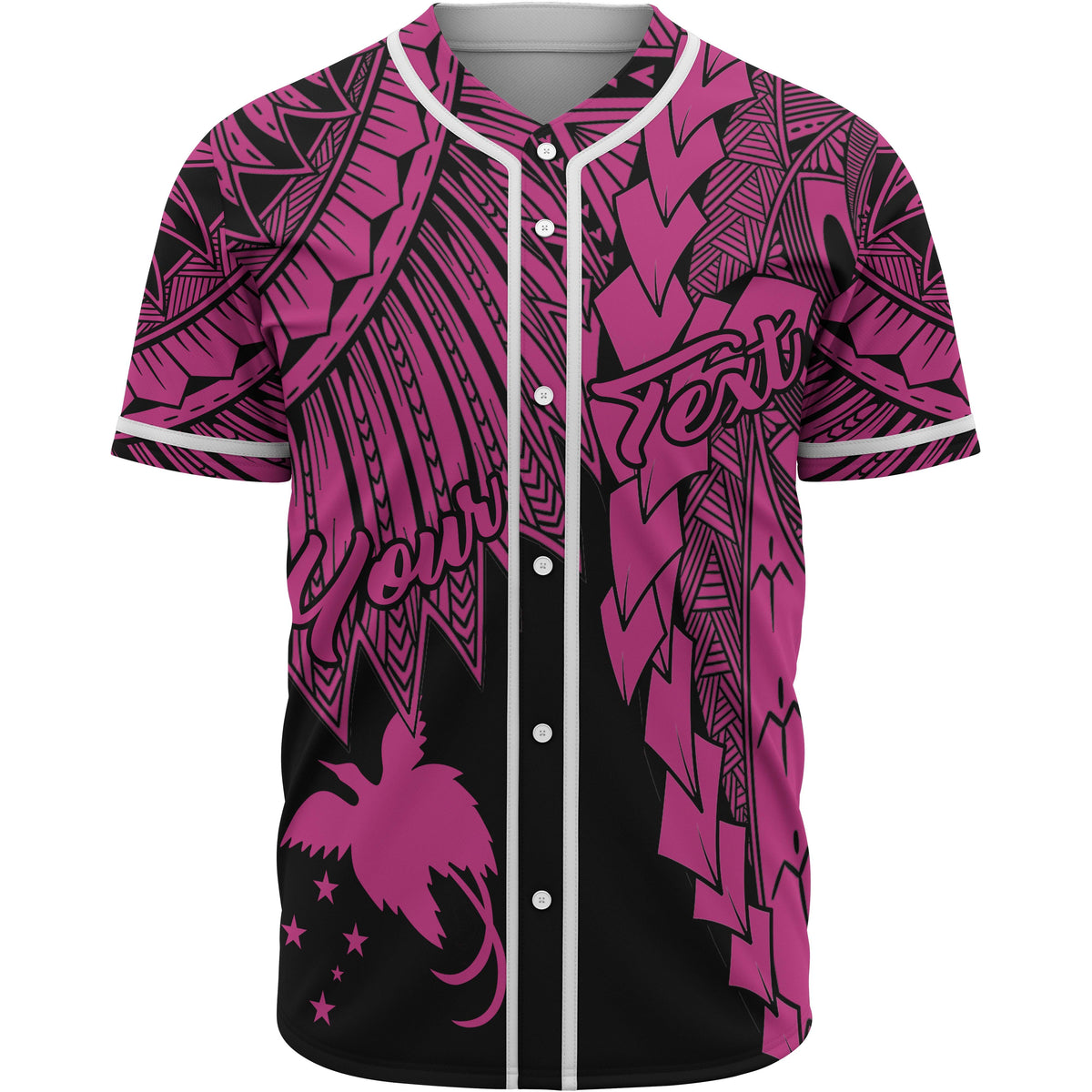 Papua New Guinea Polynesian Custom Personalised Baseball Shirt - Tribal Wave Tattoo Pink Unisex Pink - Polynesian Pride
