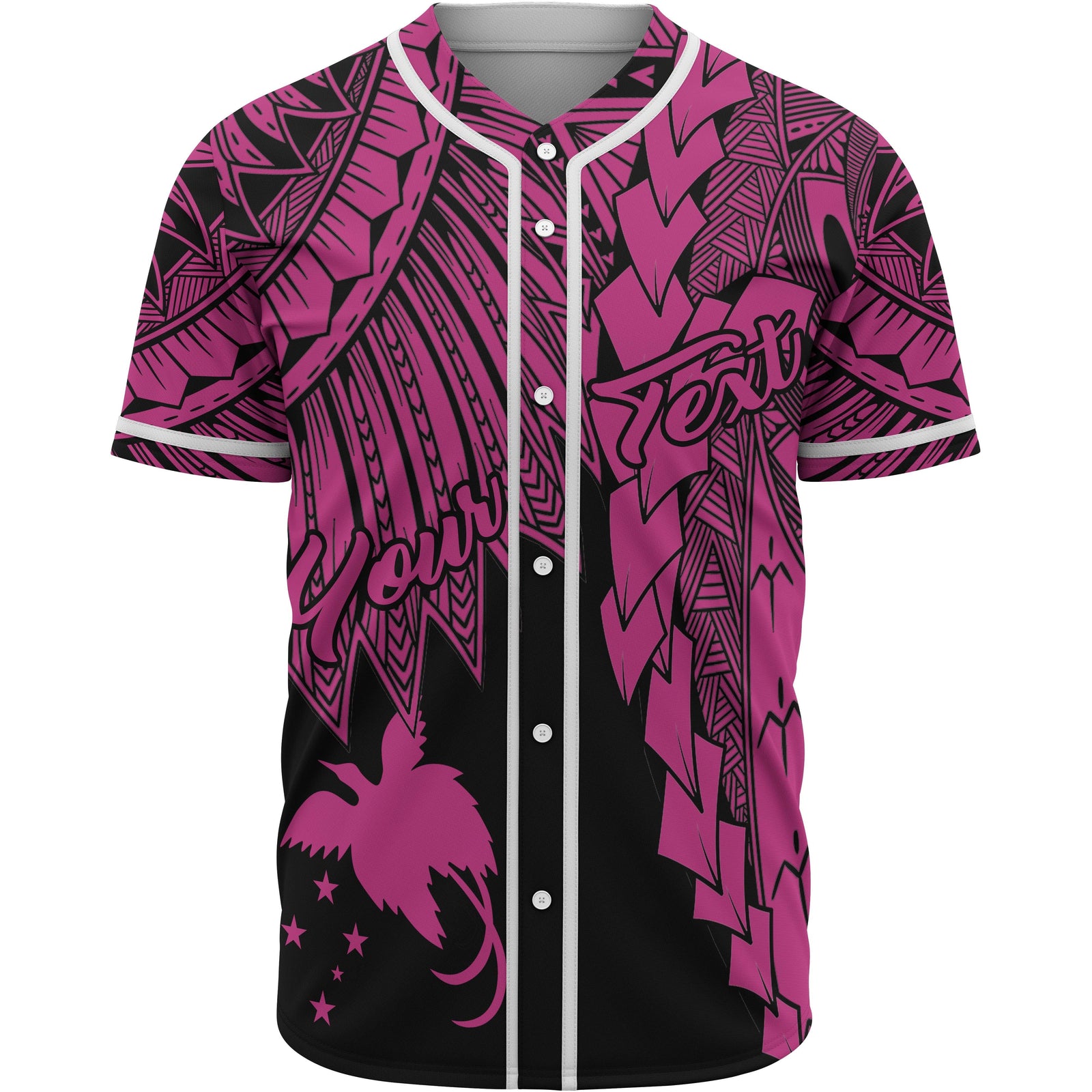 Papua New Guinea Polynesian Custom Personalised Baseball Shirt - Tribal Wave Tattoo Pink Unisex Pink - Polynesian Pride