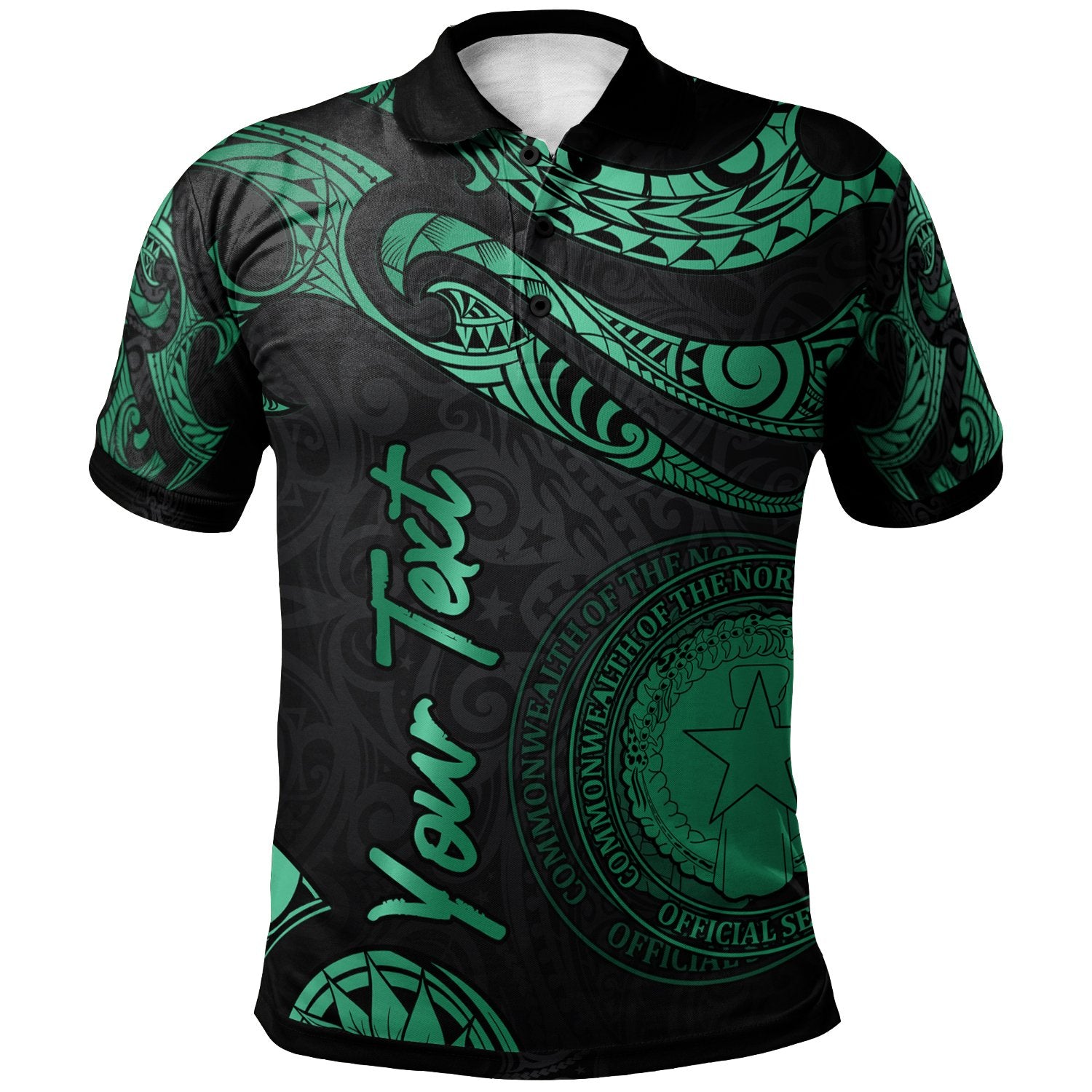 Northern Mariana Islands Custom Polo Shirt Polynesian Tattoo Green Version Unisex Green - Polynesian Pride