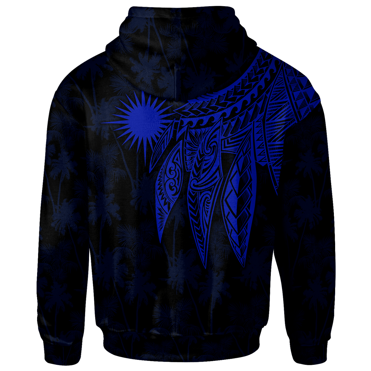Marshall Islands Hoodie Polynesian Wings (Blue) - Polynesian Pride