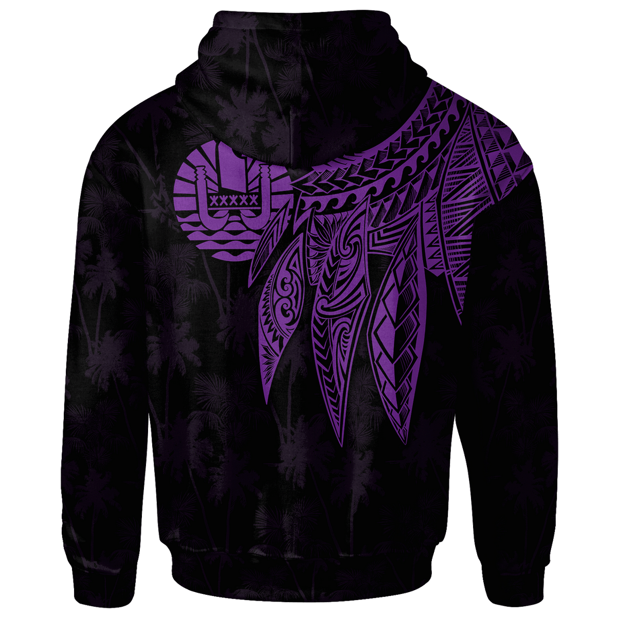 Tahiti Custom Zip up Hoodie Polynesian Wings (Purple) - Polynesian Pride