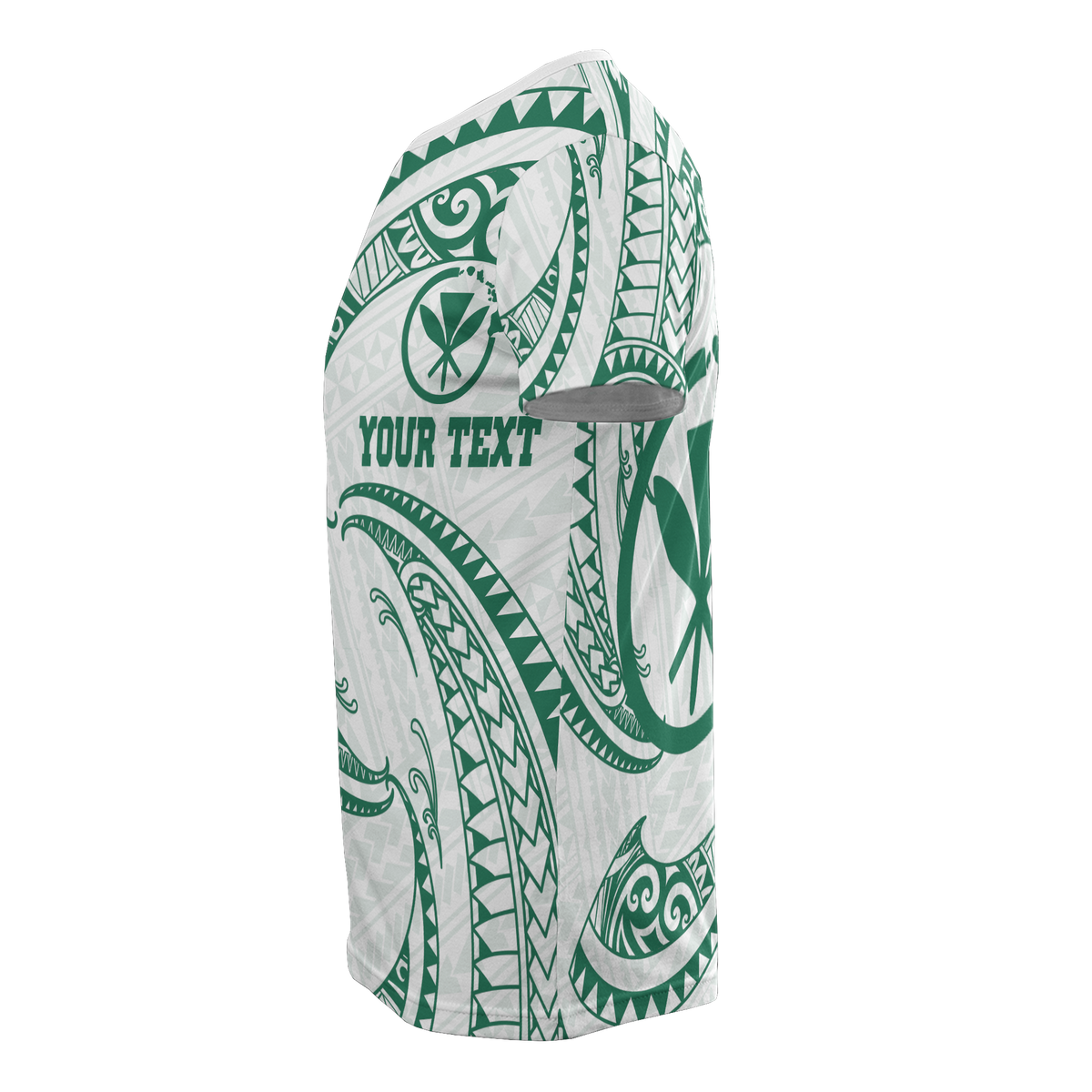 Hawaii Polynesian Custom T Shirt Green & White Tribal Wave LT12 - Polynesian Pride