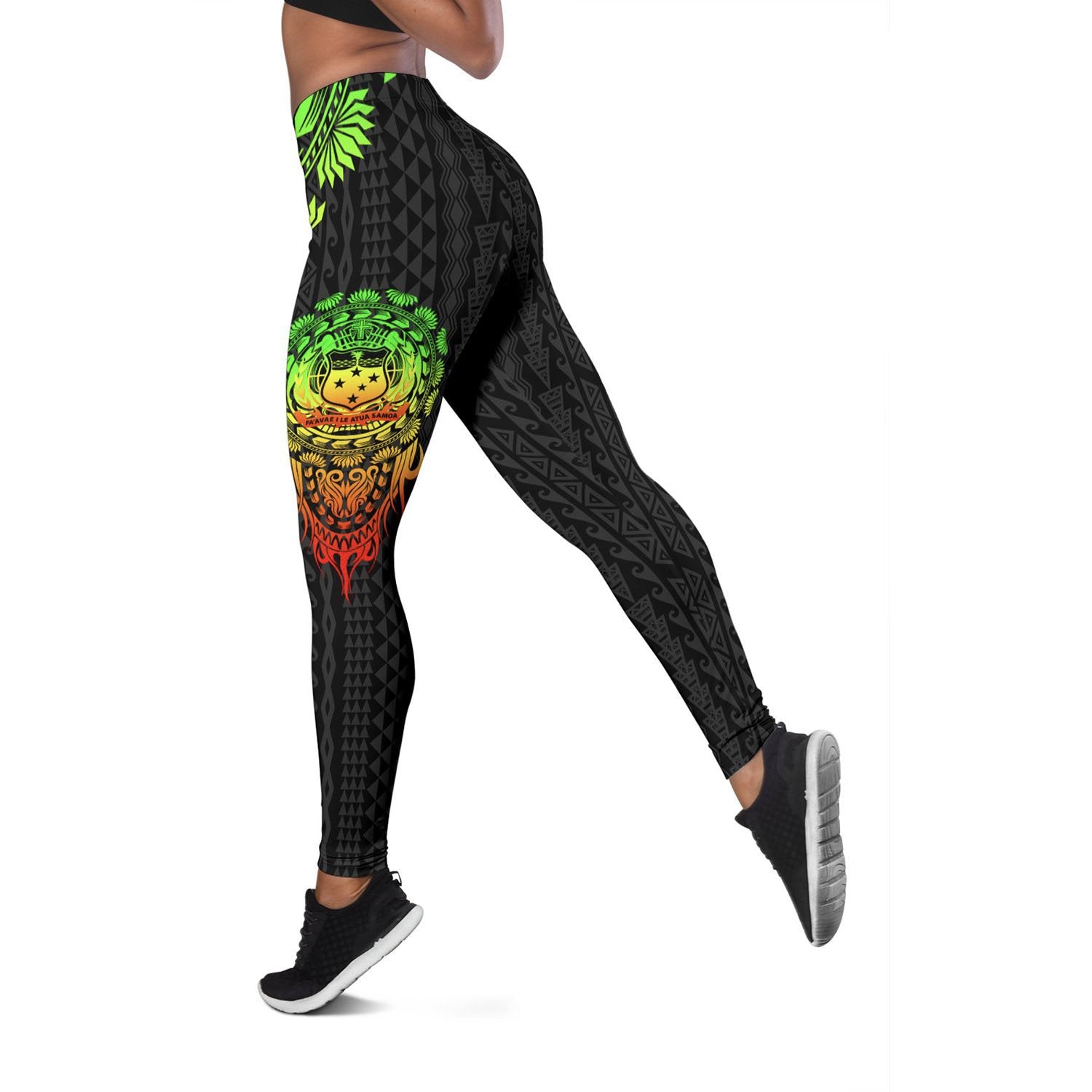 Samoa Polynesian Women's Leggings - Tattoo Pattern With Seal Reggae - Polynesian Pride