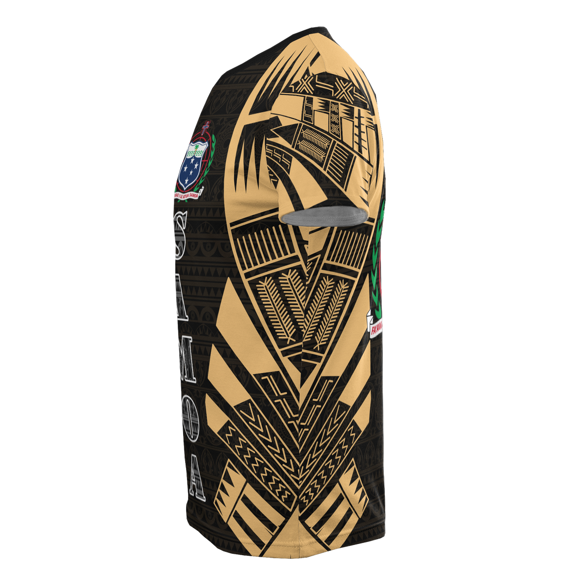 Samoa T Shirt Samoan Coat of Arms Polynesian Tattoo Gold Style - Polynesian Pride