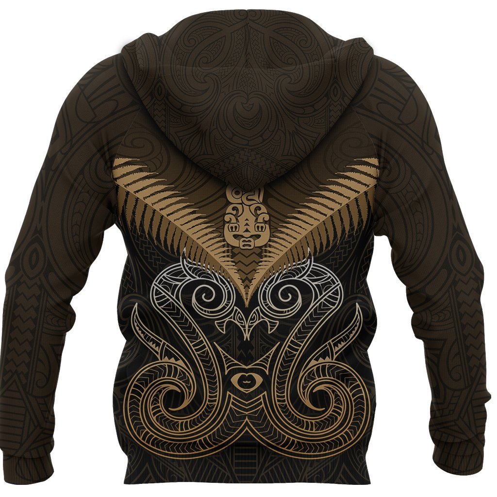 Maori Manaia New Zealand Zip up Hoodie Gold - Polynesian Pride