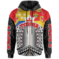 Tonga Polynesian Zip up Hoodie MMT Space Style Unisex Black - Polynesian Pride