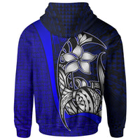 Fiji Polynesian Zip up Hoodie Blue Coat of Arm Turtle with Hook - Polynesian Pride