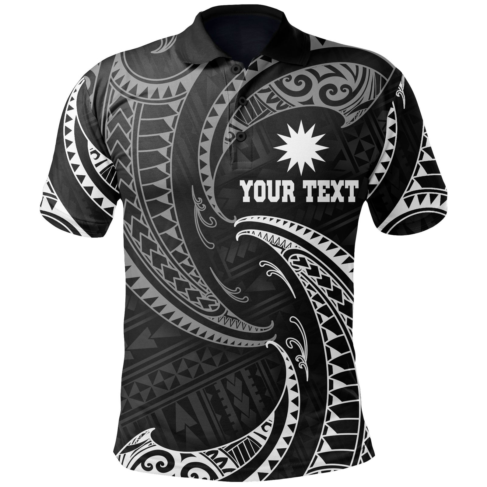 Nauru Polynesian Custom Polo Shirt White Tribal Wave Unisex White - Polynesian Pride