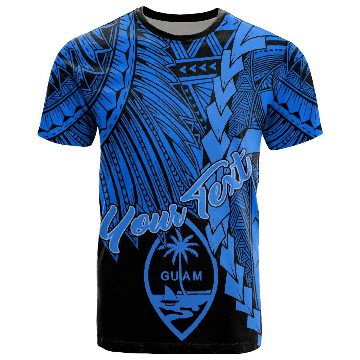 Guam Polynesian Custom T Shirt Tribal Wave Tattoo Blue Unisex Blue - Polynesian Pride