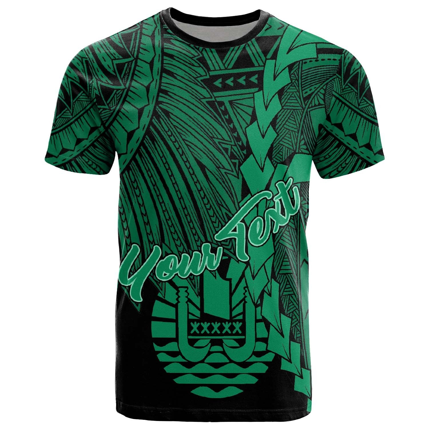 Tahiti Polynesian Custom T Shirt Tribal Wave Tattoo Green Unisex Green - Polynesian Pride