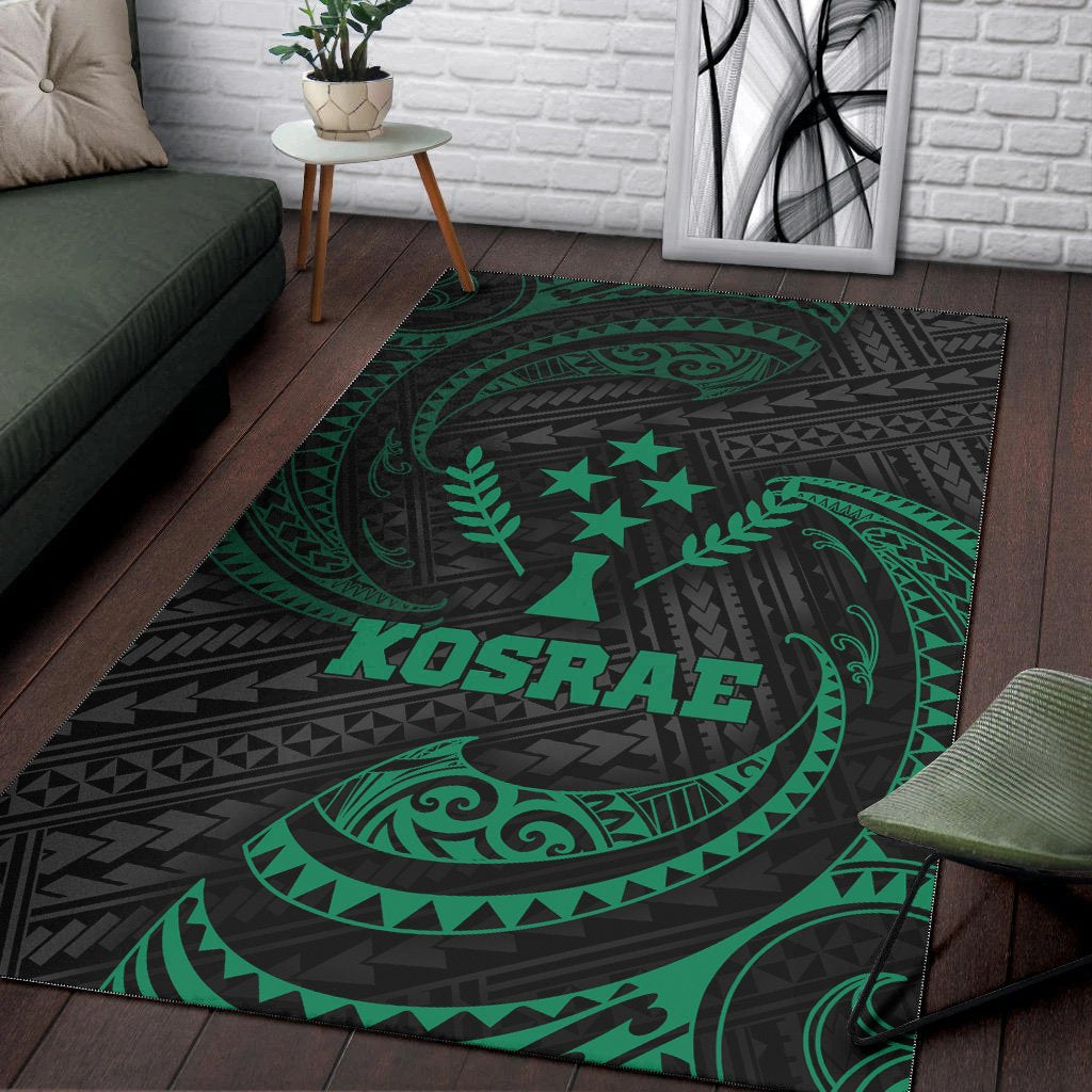 Kosrae Polynesian Area Rug - Green Tribal Wave - Polynesian Pride