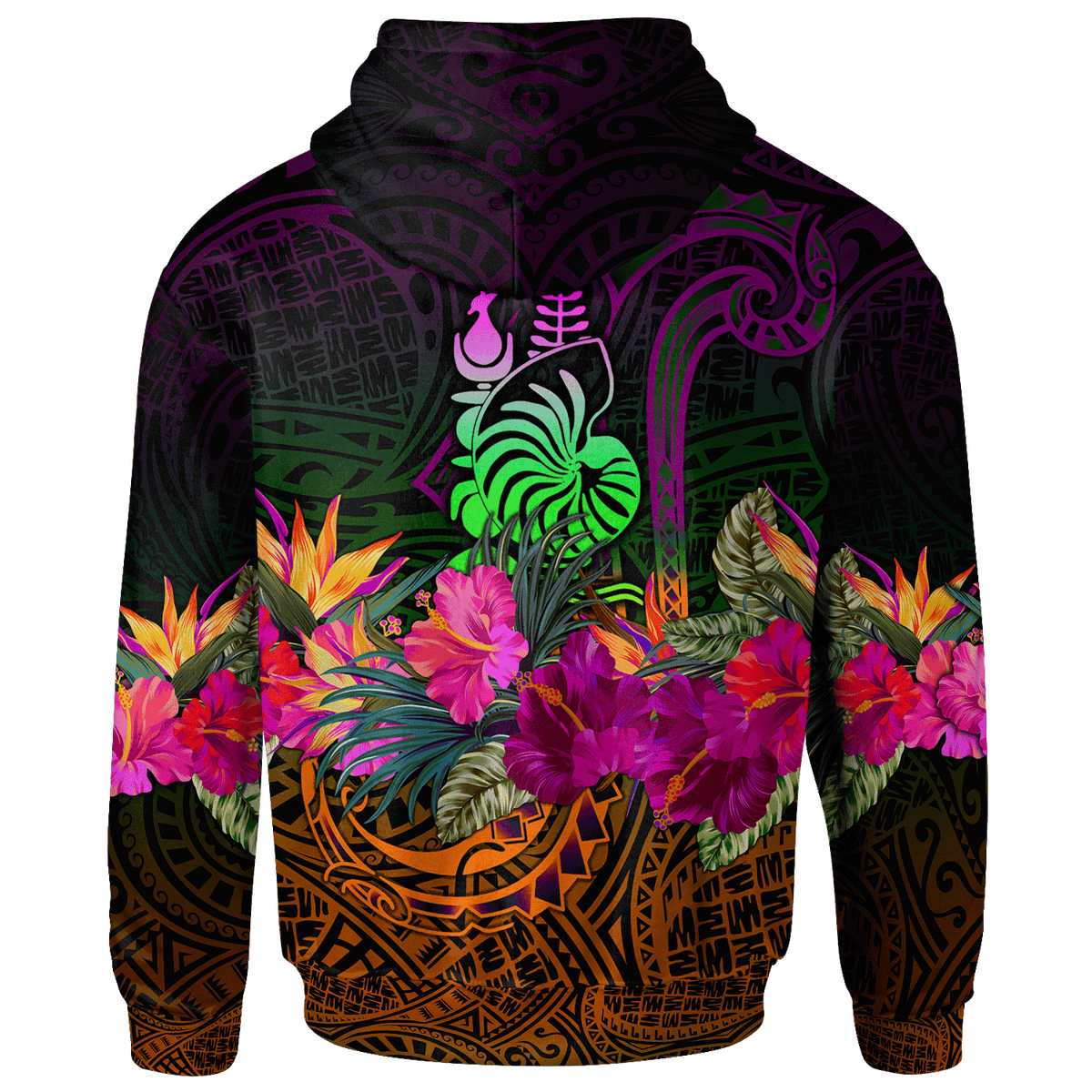 New Caledonia Polynesian Custom Zip up Hoodie Summer Hibiscus - Polynesian Pride