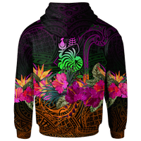 New Caledonia Polynesian Custom Zip up Hoodie Summer Hibiscus - Polynesian Pride
