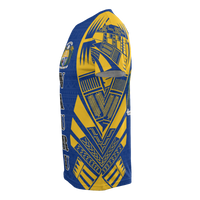 Nauru T Shirt Nauru Coat Of Arms Polynesian Tattoo Blue Style - Polynesian Pride