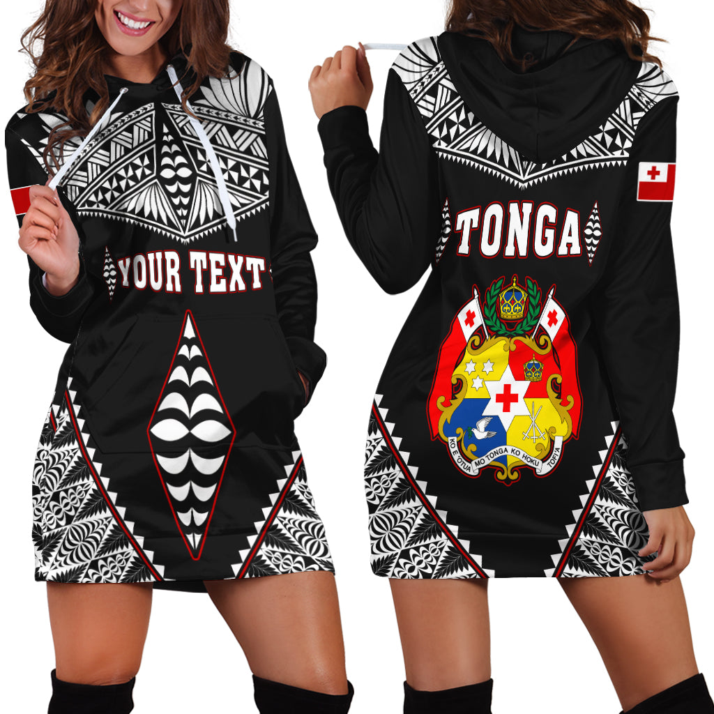 (Custom Personalised) Tonga Off Shoulder Sweater Tongan Kupesi Pattern LT13 Black - Polynesian Pride