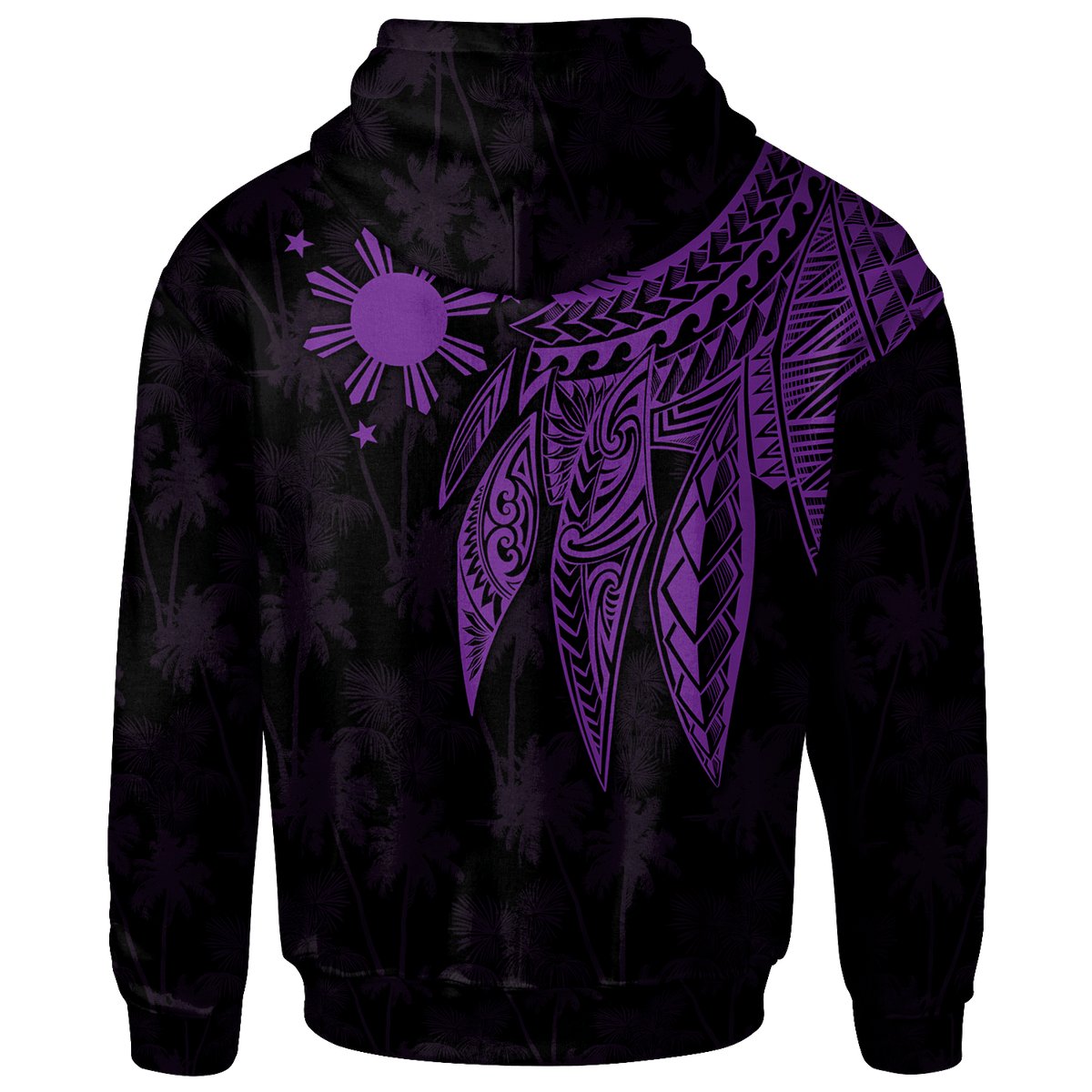 The Philippines Zip up Hoodie Polynesian Wings (Purple) - Polynesian Pride