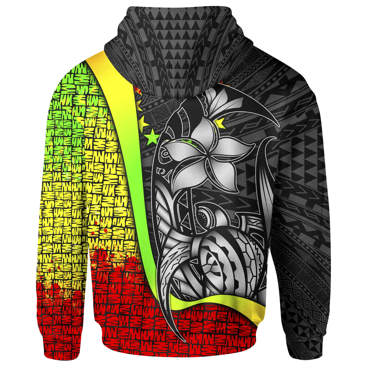 Cook Islands Polynesian Hoodie Reggae Turtle with Hook - Polynesian Pride