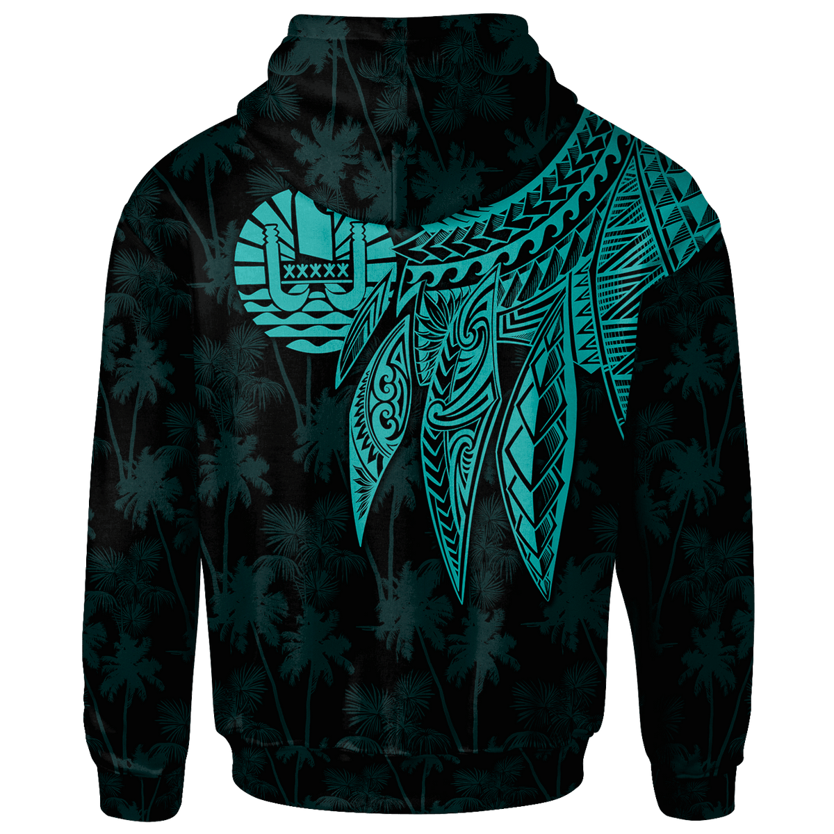 Tahiti Hoodie Polynesian Wings (Turquoise) - Polynesian Pride