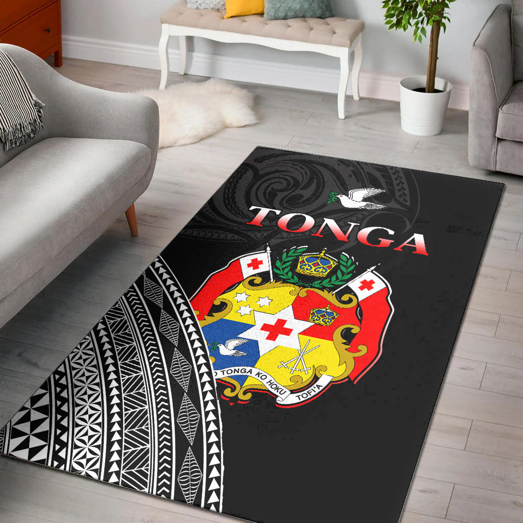 Tonga Area Rug Tongan Pattern Blithesome Version Black LT13 Rug Black - Polynesian Pride