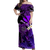 (Custom Personalised) Hawaii Turtle With Plumeria Leaf Purple Women Off Shoulder Long Dress - LT12 Long Dress Black - Polynesian Pride