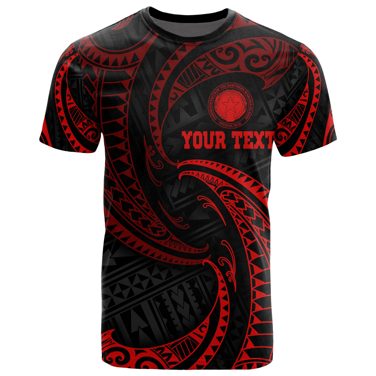 Northern Mariana Islands Polynesian Custom T Shirt Red Tribal Wave Unisex Red - Polynesian Pride