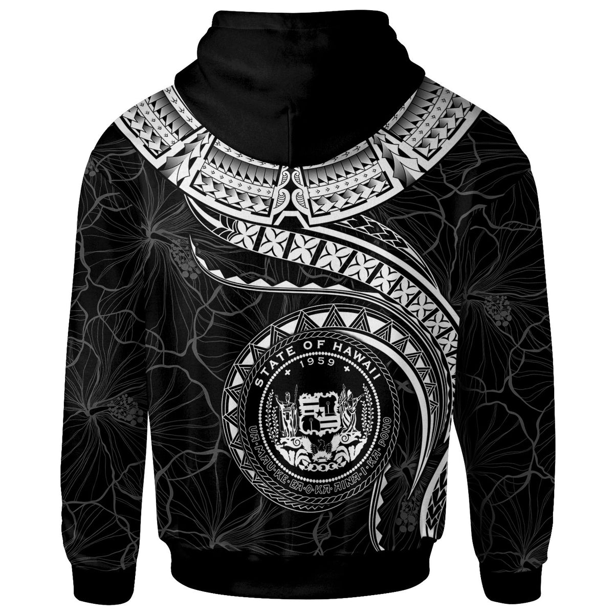 Polynesian Hawaii Custom Zip up Hoodie Hawaiian Waves (White) - Polynesian Pride