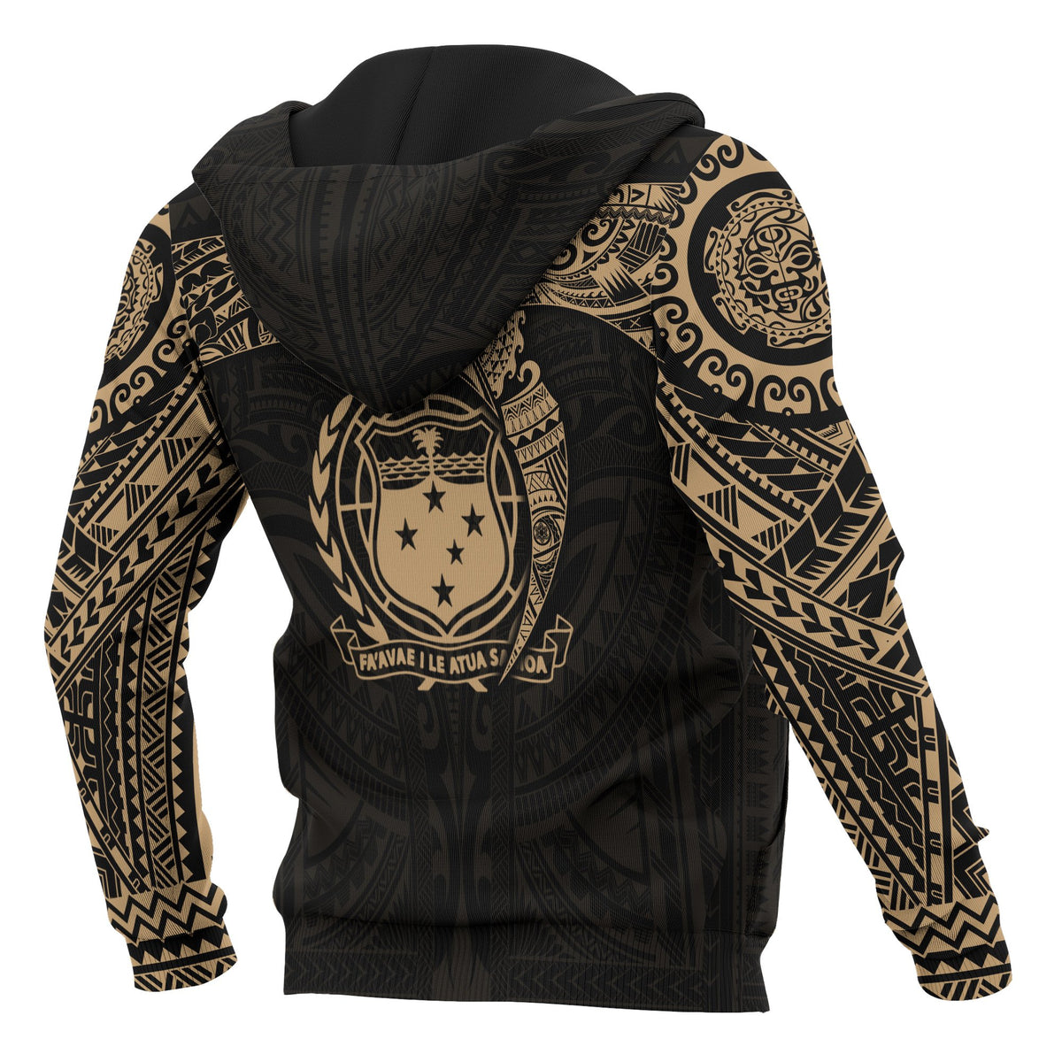 Samoa Polynesian Hoodie Gold Heart Shield - Polynesian Pride
