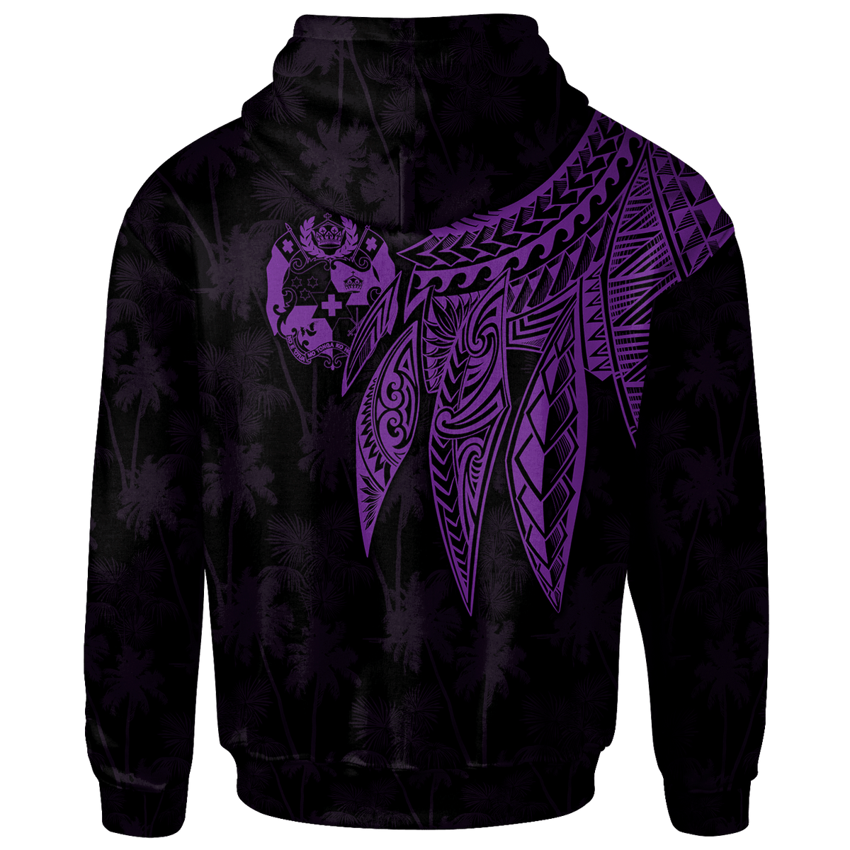 Tonga Custom Zip up Hoodie Polynesian Wings (Purple) - Polynesian Pride