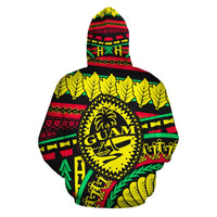 Guam Polynesian All Over Zip up Hoodie Chamorro Rasta - Polynesian Pride