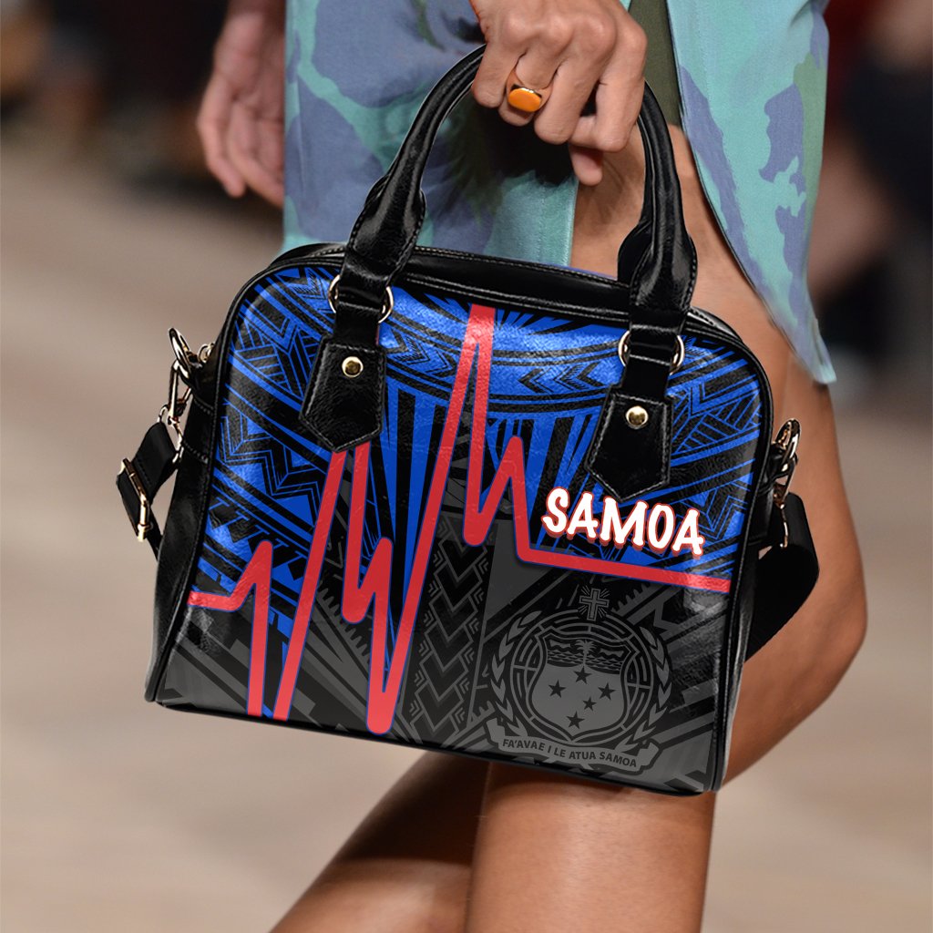 Samoa Shoulder Handbag - Samoa Seal With Heartbeat Polynesian Pattern (Blue) One Size Blue - Polynesian Pride
