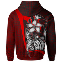 Papua New Guinea Polynesian Zip up Hoodie Red Turtle with Hook - Polynesian Pride