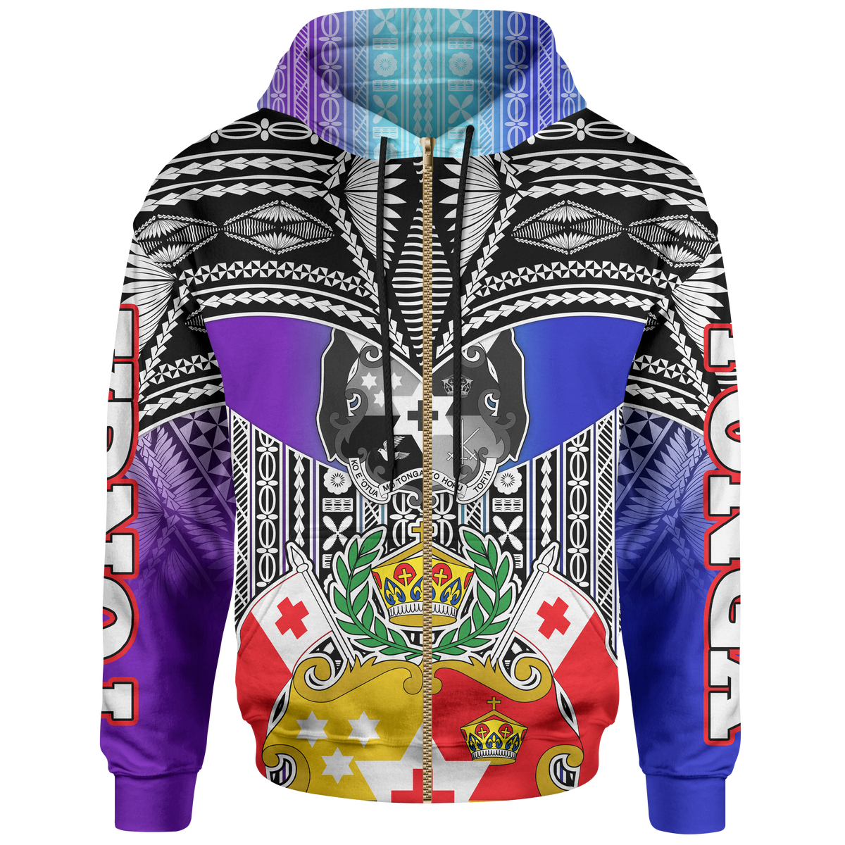 Tonga Polynesian Zip up Hoodie Colorful Style Unisex Blue - Polynesian Pride