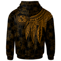 Polynesian Hawaii Custom Zip up Hoodie Polynesian Wings (Golden) - Polynesian Pride