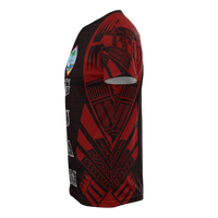 Guam T Shirt Guam Coat of Arms Polynesian Tattoo Red Style - Polynesian Pride