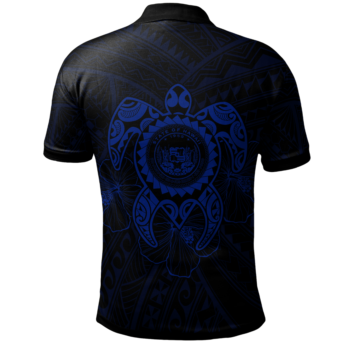 Hawaii Polynesian Polo Shirt Vintage Polynesian Turtle (Blue) - Polynesian Pride